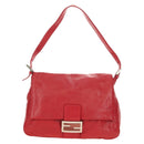 FENDI Mamma Baguette Shoulder Bag Leather Red Silver Auth yk20460SAM-13