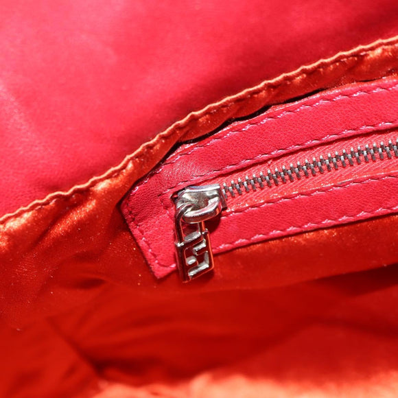 FENDI Mamma Baguette Shoulder Bag Leather Red Silver Auth yk20460SAM