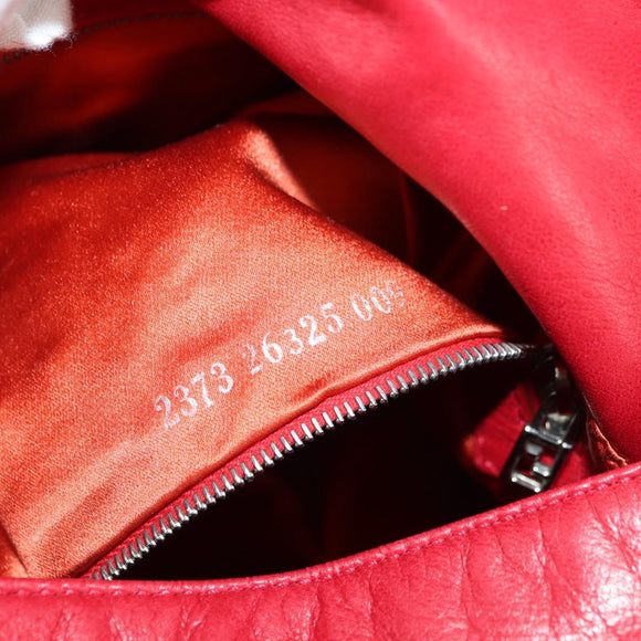 FENDI Mamma Baguette Shoulder Bag Leather Red Silver Auth yk20460SAM