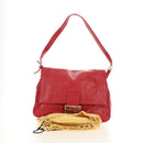 FENDI Mamma Baguette Shoulder Bag Leather Red Silver Auth yk20460SAM-12