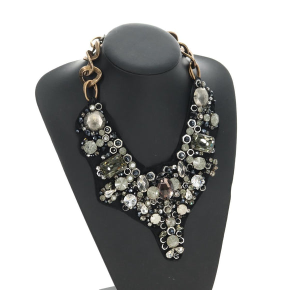 PRADA Bijoux Necklace metal Black Auth yk20461M