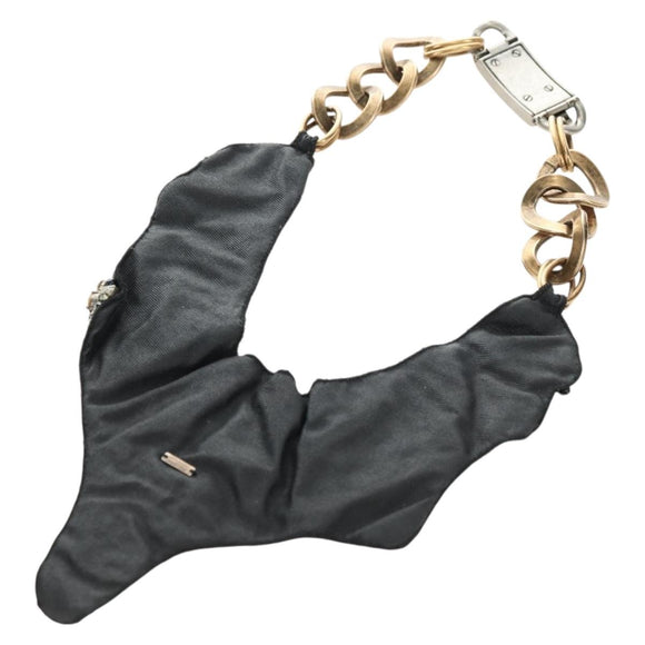 PRADA Bijoux Necklace metal Black Auth yk20461M