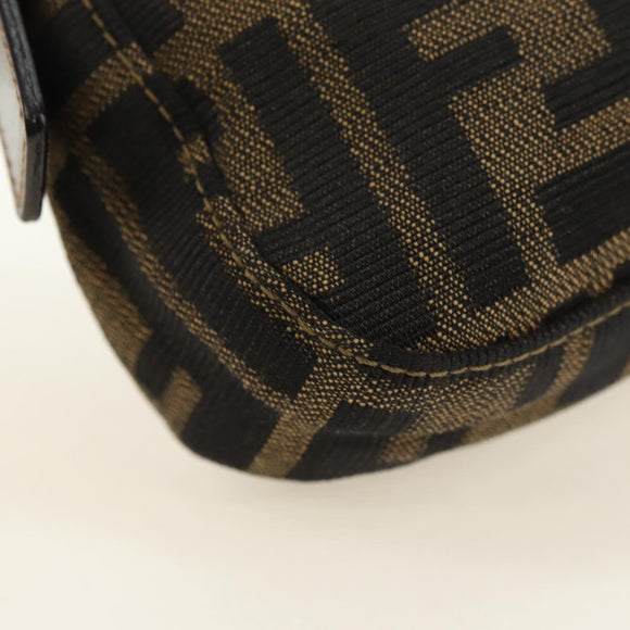 FENDI Zucca Canvas Mamma Baguette Shoulder Bag Black Brown Auth yk20463SM