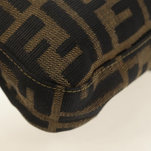 FENDI Zucca Canvas Mamma Baguette Shoulder Bag Black Brown Auth yk20463SM
