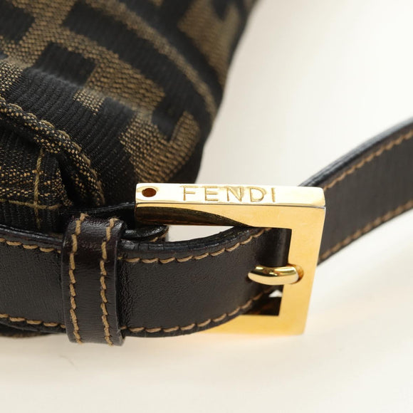 FENDI Zucca Canvas Mamma Baguette Shoulder Bag Black Brown Auth yk20463SM
