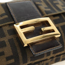 FENDI Zucca Canvas Mamma Baguette Shoulder Bag Black Brown Auth yk20463SM-20