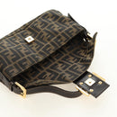 FENDI Zucca Canvas Mamma Baguette Shoulder Bag Black Brown Auth yk20463SM-9