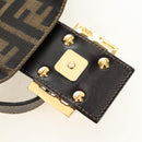 FENDI Zucca Canvas Mamma Baguette Shoulder Bag Black Brown Auth yk20463SM-21