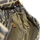FENDI Zucca Canvas Mamma Baguette Shoulder Bag Black Brown Auth yk20463SM-25