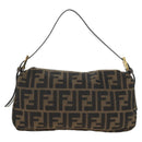FENDI Zucca Canvas Mamma Baguette Shoulder Bag Black Brown Auth yk20463SM-2