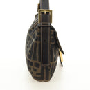 FENDI Zucca Canvas Mamma Baguette Shoulder Bag Black Brown Auth yk20463SM-4