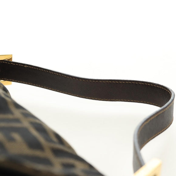 FENDI Zucca Canvas Mamma Baguette Shoulder Bag Black Brown Auth yk20463SM