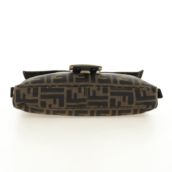 FENDI Zucca Canvas Mamma Baguette Shoulder Bag Black Brown Auth yk20463SM