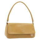 PRADA Shoulder Bag Leather Beige Gold Auth yk20464-1