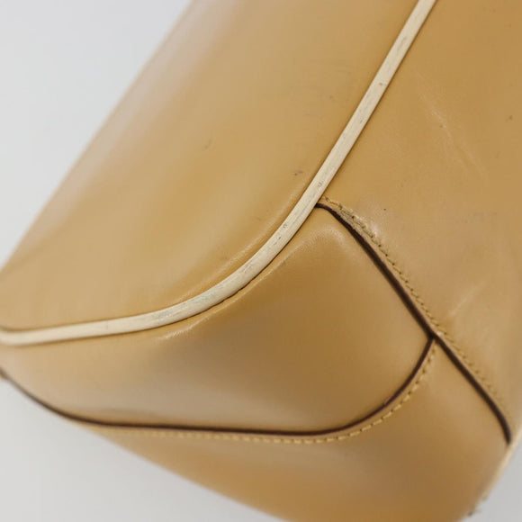PRADA Shoulder Bag Leather Beige Gold Auth yk20464
