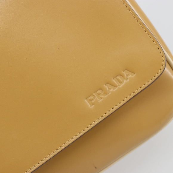 PRADA Shoulder Bag Leather Beige Gold Auth yk20464
