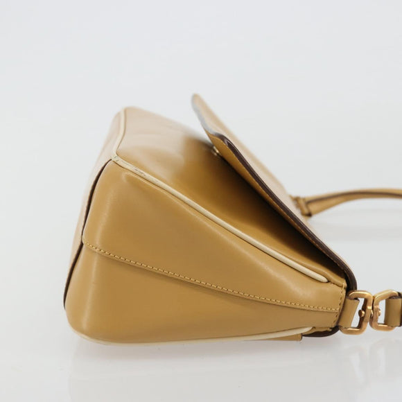 PRADA Shoulder Bag Leather Beige Gold Auth yk20464