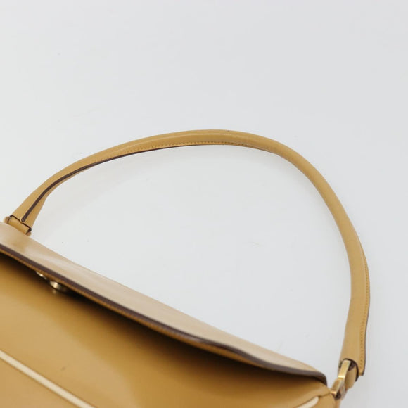 PRADA Shoulder Bag Leather Beige Gold Auth yk20464