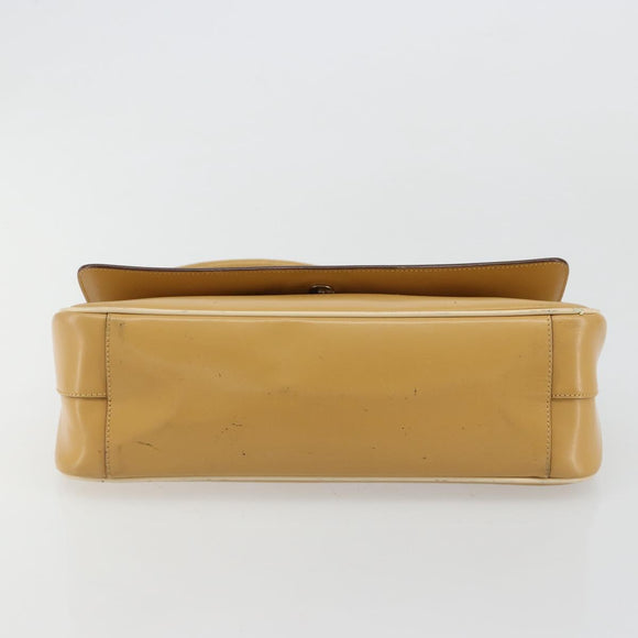 PRADA Shoulder Bag Leather Beige Gold Auth yk20464