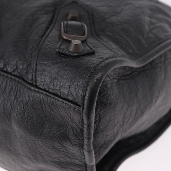 BALENCIAGA The City Graffiti Hand Bag Leather 2way Black 115748 Auth yk20465SAM