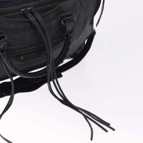 BALENCIAGA The City Graffiti Hand Bag Leather 2way Black 115748 Auth yk20465SAM