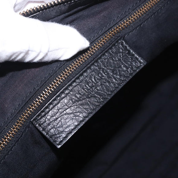 BALENCIAGA The City Graffiti Hand Bag Leather 2way Black 115748 Auth yk20465SAM