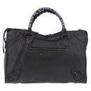 BALENCIAGA The City Graffiti Hand Bag Leather 2way Black 115748 Auth yk20465SAM-2