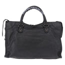 BALENCIAGA The City Graffiti Hand Bag Leather 2way Black 115748 Auth yk20465SAM-3