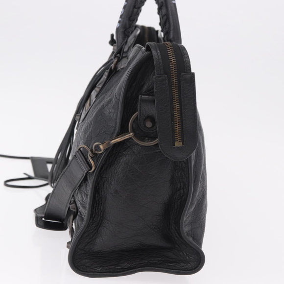 BALENCIAGA The City Graffiti Hand Bag Leather 2way Black 115748 Auth yk20465SAM