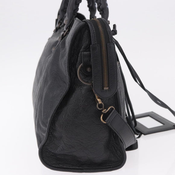 BALENCIAGA The City Graffiti Hand Bag Leather 2way Black 115748 Auth yk20465SAM