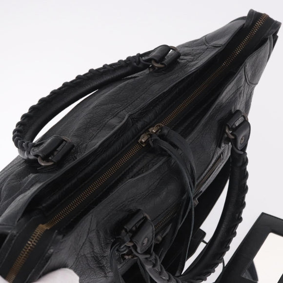 BALENCIAGA The City Graffiti Hand Bag Leather 2way Black 115748 Auth yk20465SAM