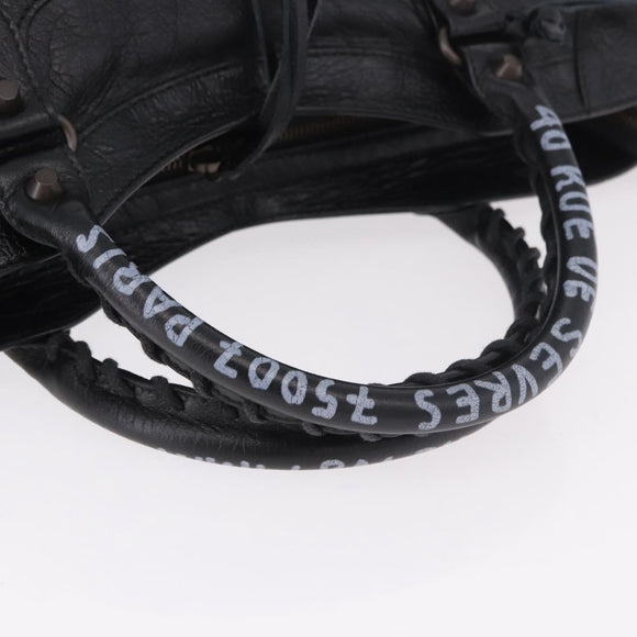 BALENCIAGA The City Graffiti Hand Bag Leather 2way Black 115748 Auth yk20465SAM