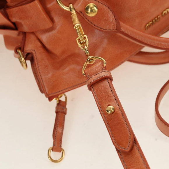 Miu Miu Hand Bag Leather 2way Orange Gold Auth yk20466SAM