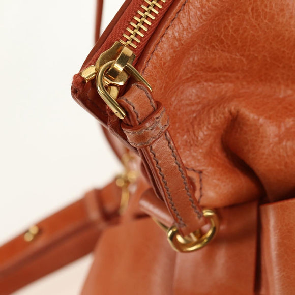 Miu Miu Hand Bag Leather 2way Orange Gold Auth yk20466SAM