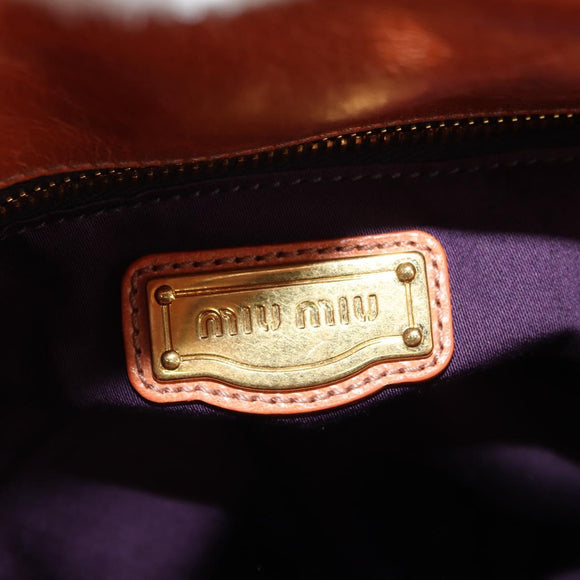 Miu Miu Hand Bag Leather 2way Orange Gold Auth yk20466SAM