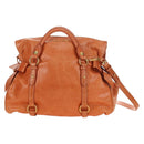 Miu Miu Hand Bag Leather 2way Orange Gold Auth yk20466SAM-13