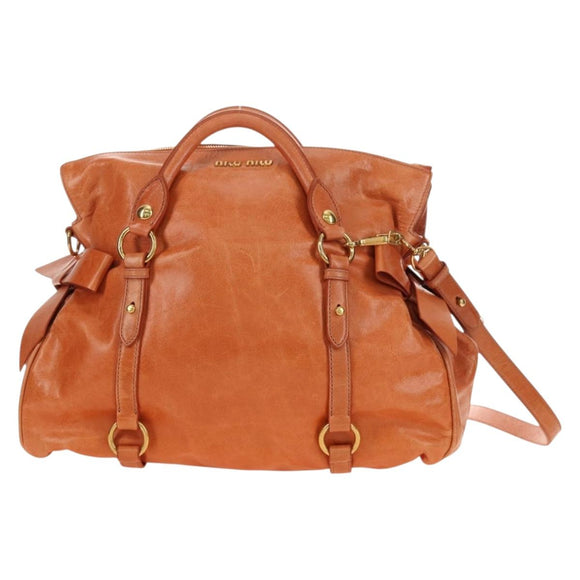Miu Miu Hand Bag Leather 2way Orange Gold Auth yk20466SAM