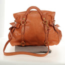 Miu Miu Hand Bag Leather 2way Orange Gold Auth yk20466SAM-12