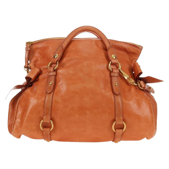 Miu Miu Hand Bag Leather 2way Orange Gold Auth yk20466SAM