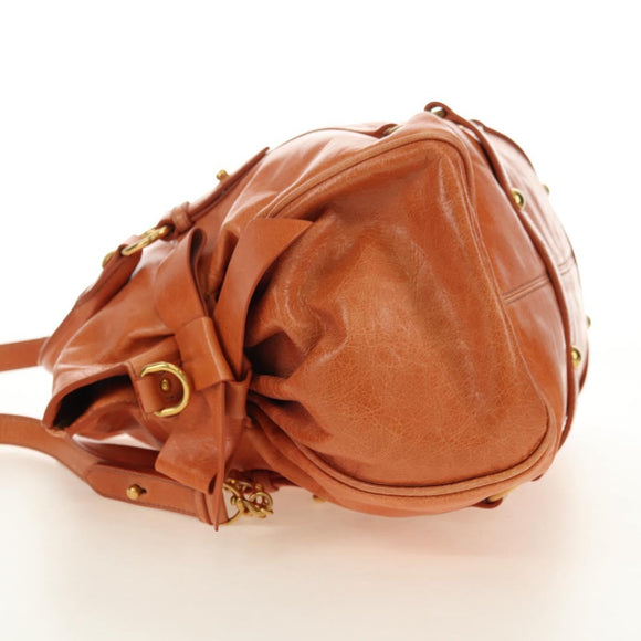 Miu Miu Hand Bag Leather 2way Orange Gold Auth yk20466SAM