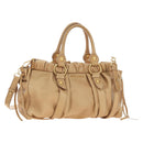 Miu Miu Hand Bag Leather 2way Beige Gold Auth yk20467SAM-1