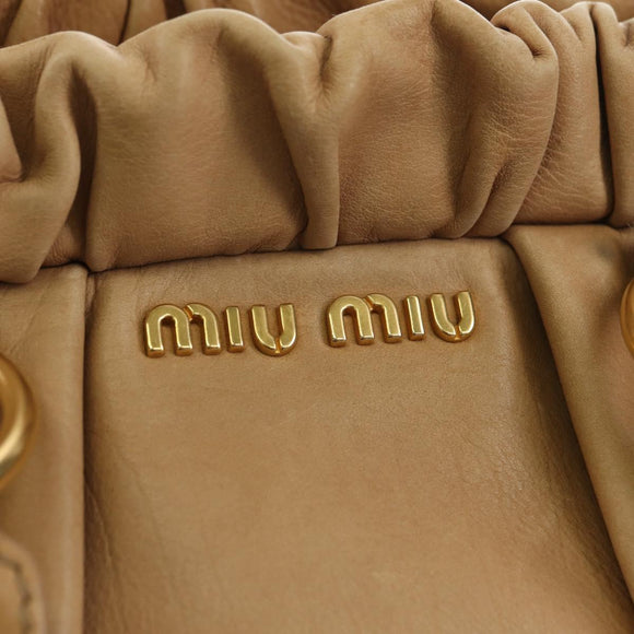 Miu Miu Handtas Leer 2way Beige Goud Auth yk20467SAM