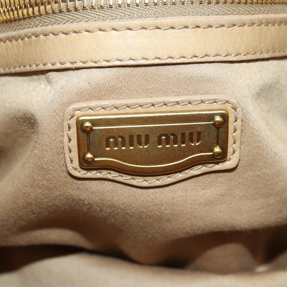 Miu Miu Hand Bag Leather 2way Beige Gold Auth yk20467SAM