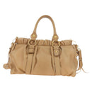 Miu Miu Hand Bag Leather 2way Beige Gold Auth yk20467SAM-2