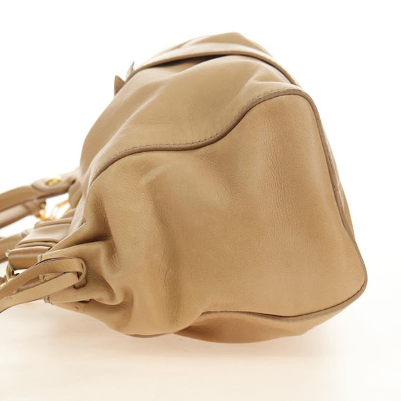 Miu Miu Hand Bag Leather 2way Beige Gold Auth yk20467SAM