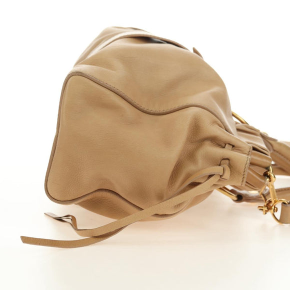Miu Miu Hand Bag Leather 2way Beige Gold Auth yk20467SAM