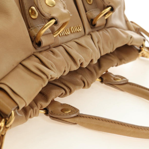 Miu Miu Handtas Leer 2way Beige Goud Auth yk20467SAM