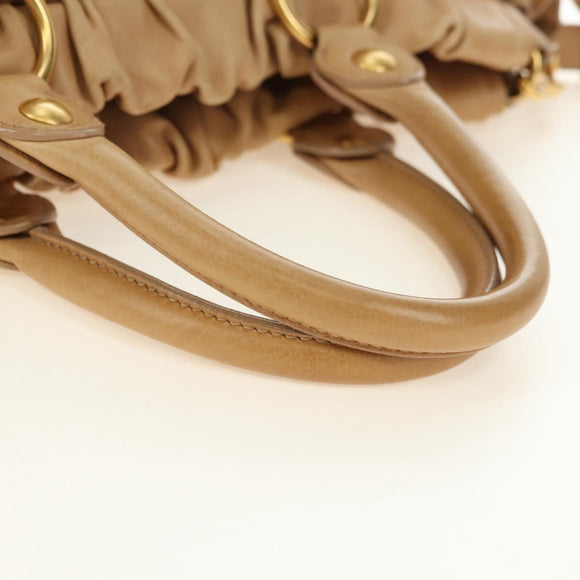 Miu Miu Hand Bag Leather 2way Beige Gold Auth yk20467SAM