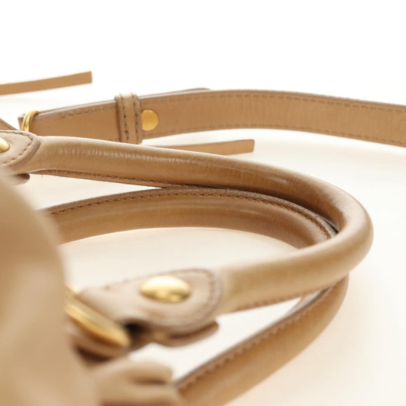 Miu Miu Handtas Leer 2way Beige Goud Auth yk20467SAM