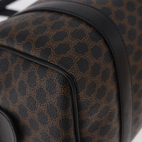 CELINE Macadam Canvas Hand Bag PVC Leather 2way Black Gold Auth yk20468SAV